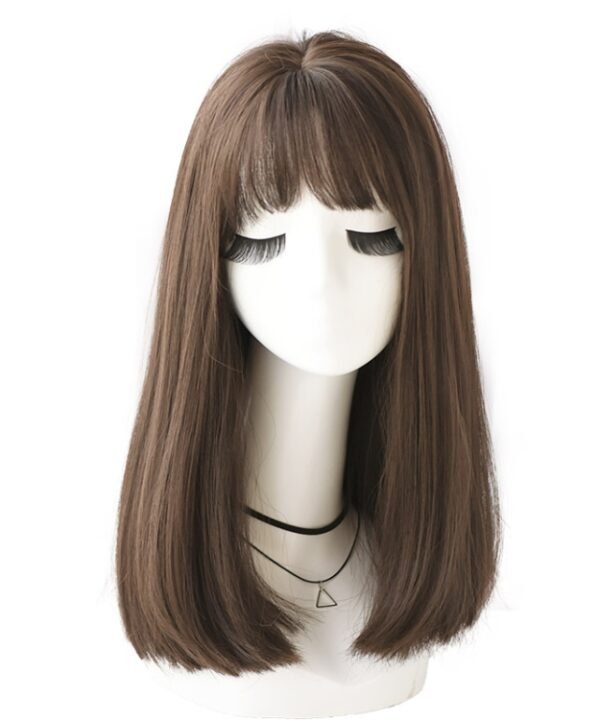 Realistic Long Straight Hair Wig Synthetic Fiber Headgear For Women, Long Pink Purple Three Color Gradient 67CM, Long Light Tea Three-color Gradient 67CM, Short Honey Pudding 45CM, Short Cold Brown 45CM, Short Chocolate 45CM, Short Brown-Black 45CM...
