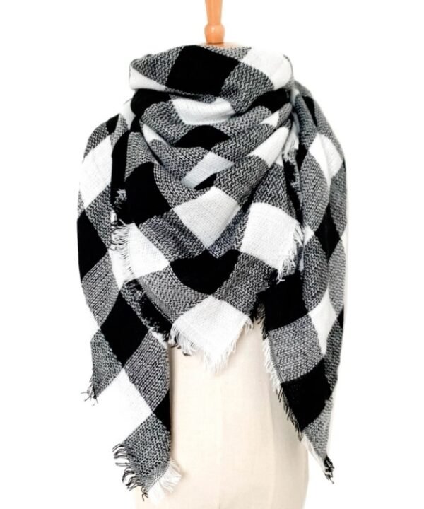 Checkered Pattern Autumn & Winter Ladies Cashmere Scarf, 140 x 140cm
