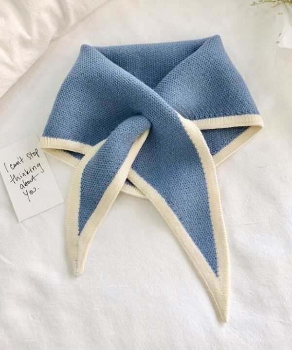 Autumn & Winter Knitted Woolen Scarf Women Two-colors Mini Triangle Scarf Warm Scarf, 80-100cm