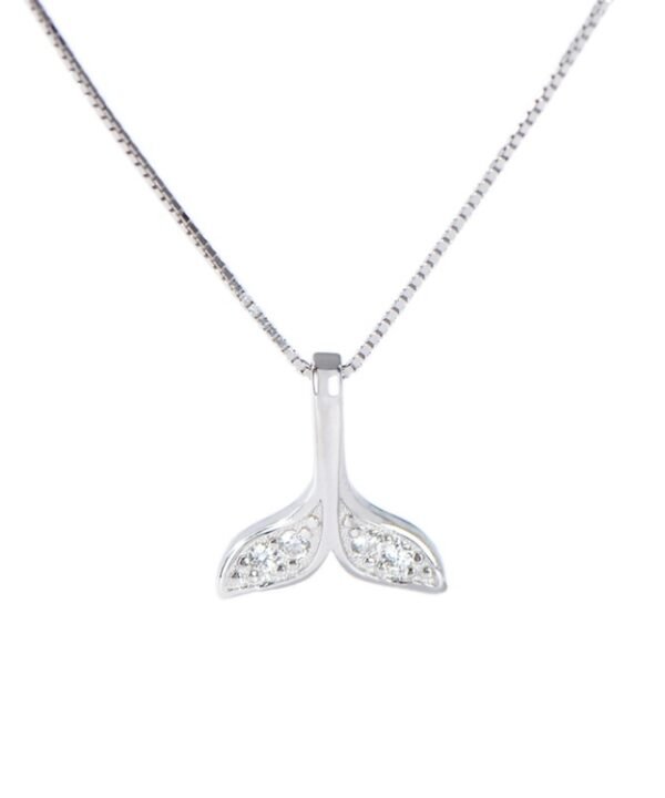 S925 Sterling Silver Fish Tail Necklace Girls Jewelry Whale Tail Necklace