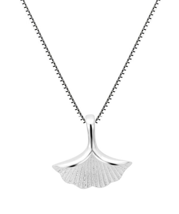 S925 Sterling Silver Ginkgo Leaf Pendant Necklace