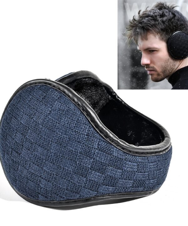DEZ01 Winter Men Checkered Pattern Plush Foldable Warm Earmuffs Ear Bag, Free Size