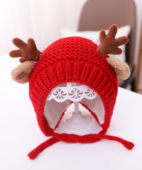MZ9789 Little Antlers Baby Knitted Hat Baby Wool Warm Hat, Around 46-48cm