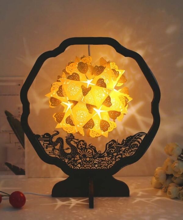Paper Art Light And Shadow Paper Carving Lamp DIY Handmade Creative Small Table Lamp, Round-shaped, Fan-shaped, Arc-shaped