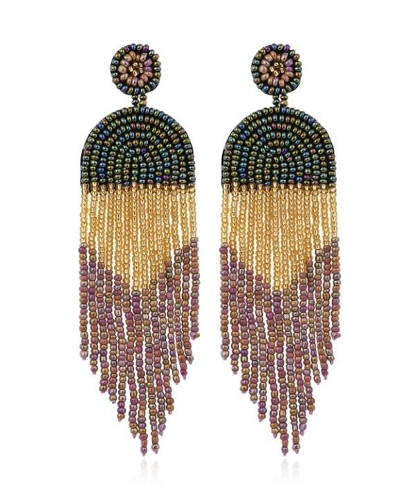 Ethnic Earrings Handmade Beaded Bohemian Tassel Earrings, Red E68671, Green E68671, Black E68671, Red E68694, Orange E68694, Black E68694, Blue E68698, Red E68698, Black E68698, White E68698, Purple E68796, Red E68796, Golden E68796, Dark gray E68796...