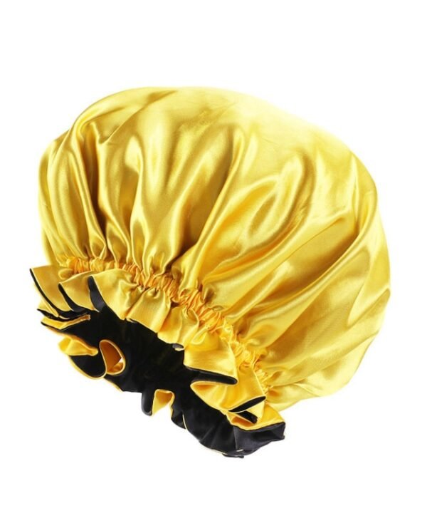 TJM-443A Double-Layer Satin Big Lace Night Hat Round Hat Chemotherapy Hat, One Size Adjustable