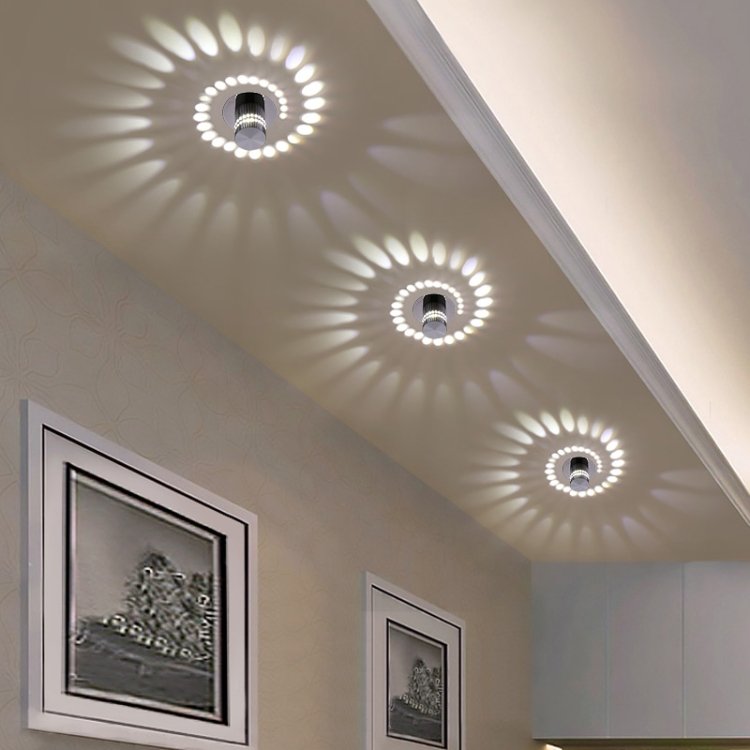 3W Modern Interior Creative Spiral Round Wall Lamp for Club, KTV, Corridor, Aisle, Background Wall Decoration Lamp, Recessed In, Wall Mounted - Image 2