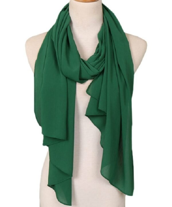 Women Solid Color Natural Fold Chiffon Shawl Scarf Turban, 180cm