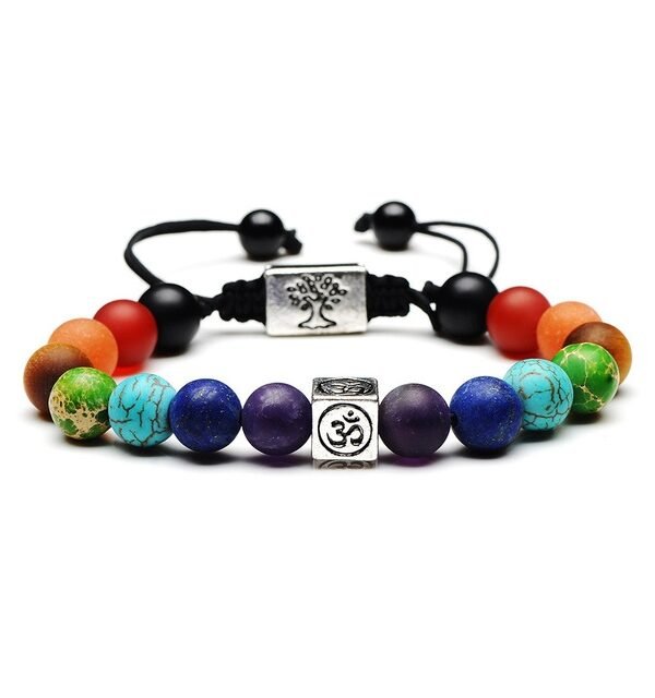 Tree of Life Multicolor Beads Stones Weave Yoga Rope Bracelets, Multicolor silver, Multicolor gold