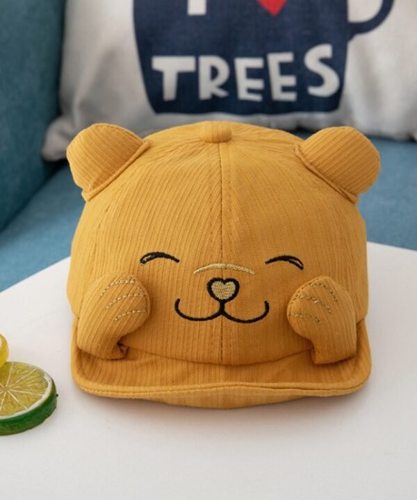 MZ8986 Cartoon Cat Embroidery Pattern Baby Hat Spring and Autumn Thin Cap Children Sunscreen Sun Hat, Suitable for Baby 6-24 Months
