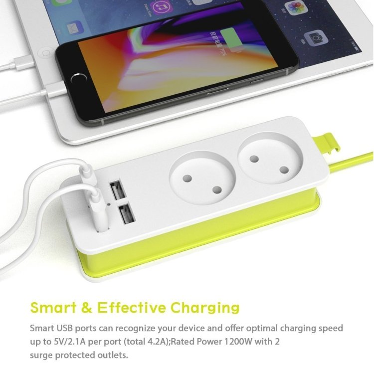 Power Strip 1/2 EU Plug 4 USB Port 1200W 250V 1.5m Cable Wall Portable Multiple Socket, EU Plug Outlets - Image 2