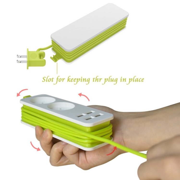 Power Strip 1/2 EU Plug 4 USB Port 1200W 250V 1.5m Cable Wall Portable Multiple Socket, EU Plug Outlets - Image 4