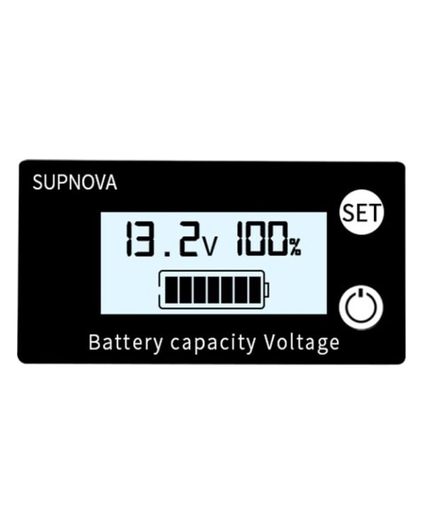 SUPNOVA DC 8-100V Battery Capacity Indicator Voltmeter Voltage Gauge,Style:, White, White + Alarm + Temperature, Blue, Blue +Alarm + Temperature