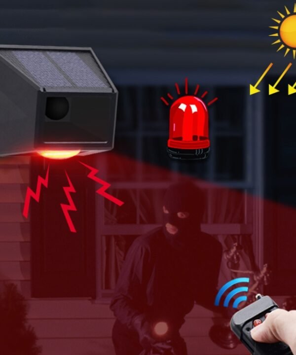 N911F 129dB Wireless Remote Control Solar Human Body Induction Sound Light Alarm
