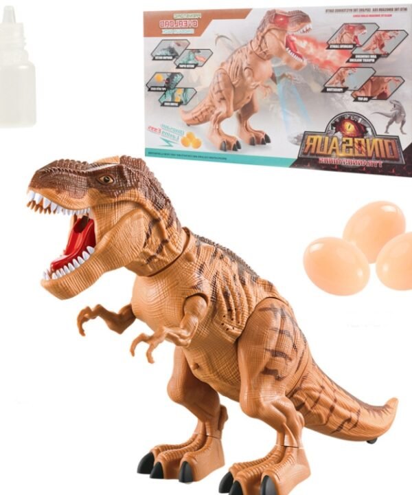 Electric Spray Egg Laying Dinosaur Toy Can Project Dinosaur Model, Brown, Blue