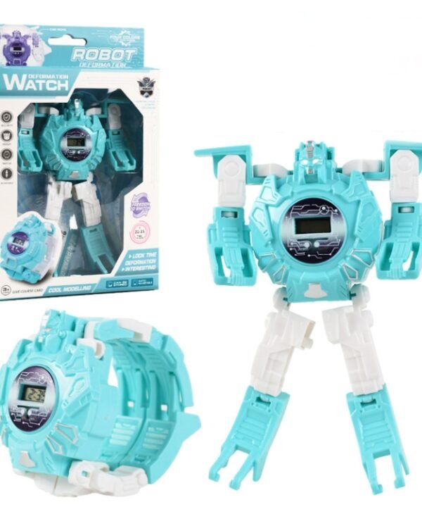 3 PCS Children Electronic Watch Cartoon Deformation Robot Toy Watch, Blue, Purple, Yellow, Pink