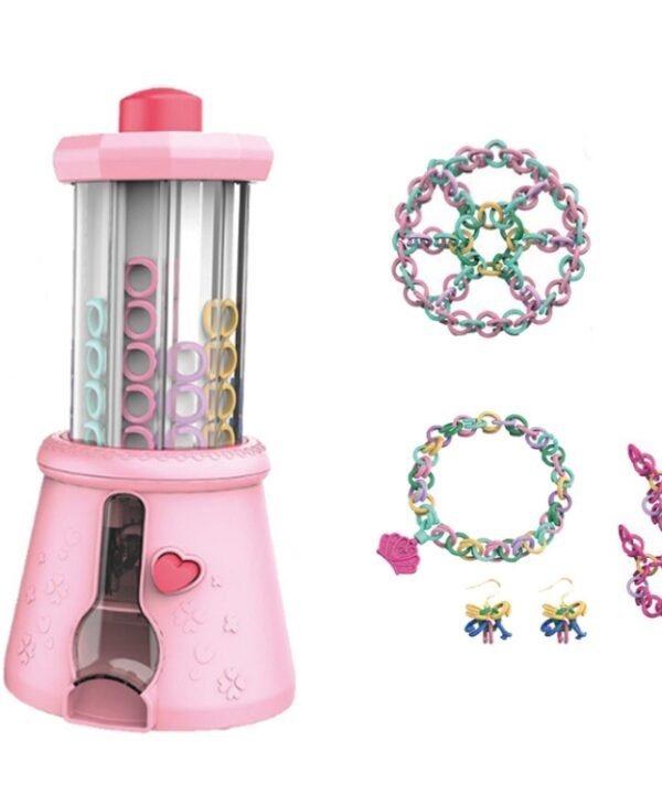DIY Braided Bracelet Toy Beaded Braided Chain Link Maker Girl Dress Up Toy, Pink, Purple