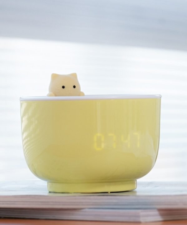 Cat Alarm Clock Night Light 2W LED Rechargeable Adjustable Children Bedroom Bedside Light, White, Pink, Beige