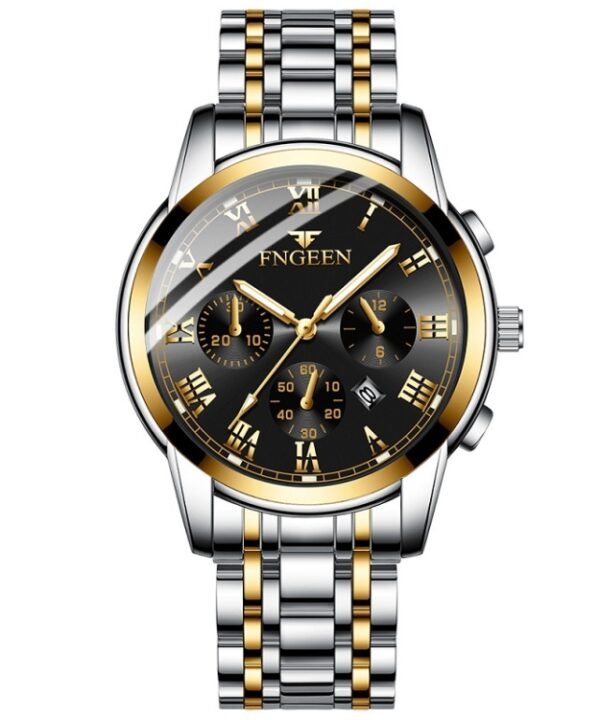 FNGEEN 4006 Men Automatic Mechanical Watch Waterproof Quartz Watch, Gold Blue Surface, Gold Black Surface, Gold White Surface, White Steel White Surface, White Steel Black Surface, White Steel Blue Surface, Black Steel Black Surface...