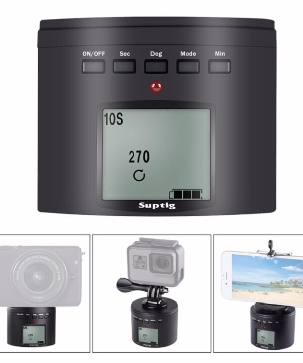 Suptig RSX-350 360 Degree Panoramic-Head Power-driven Time Lapse Stabilizer Tripod Adapter Turntable Mount for GoPro HERO9 /8 /7 /6 /5 /5 Session /4 Session /4 /3+ /3 /2 /1, Xiaoyi and Other Action Cameras