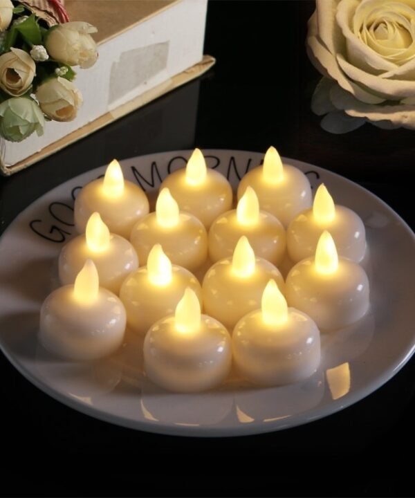 12 PCS  Waterproof Candles SPA Shower Water Decorative Candle Lights LED Floating Candles, Warm White Light, Cool White Light, Yellow Light