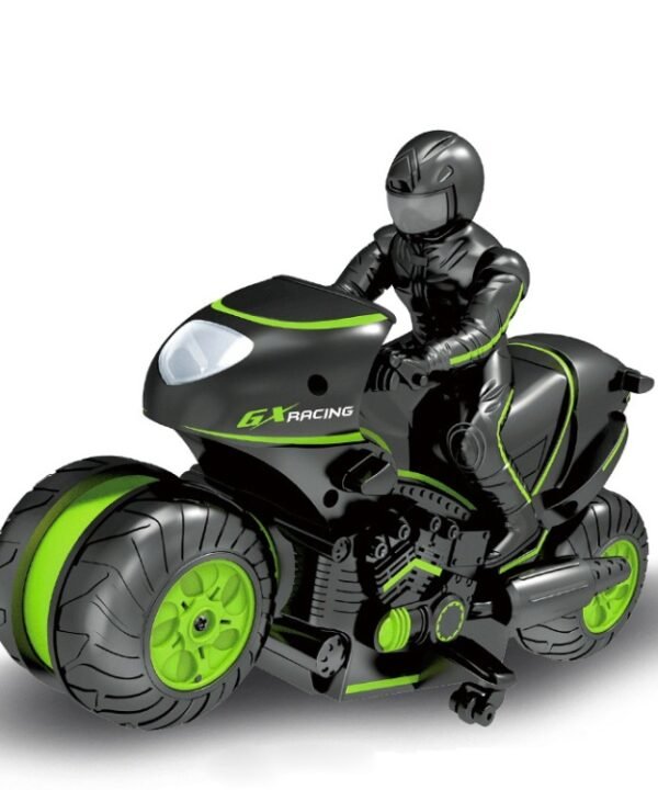 2.4G Remote Control Motorcycle Drifting Rotating High-Speed Side-Tracking Off-Road Motorcycle, Black Green, Black Orange