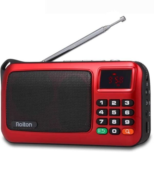 Rolton W405 Portable Mini FM Radio TF Card USB Receiver Music Player with LED Display, Red, Gold, Blue