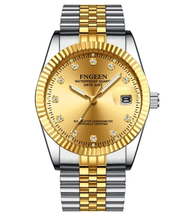 FNGEEN 7008 Men Fashion Diamond Dial Watch Couple Watch, Full Gold Gold Surface, Full Gold Black Surface, Full Gold White Surface, Golden Surface, Gold Black Sueface, Golden White Surface, Brown Leather Full Gold Surface...