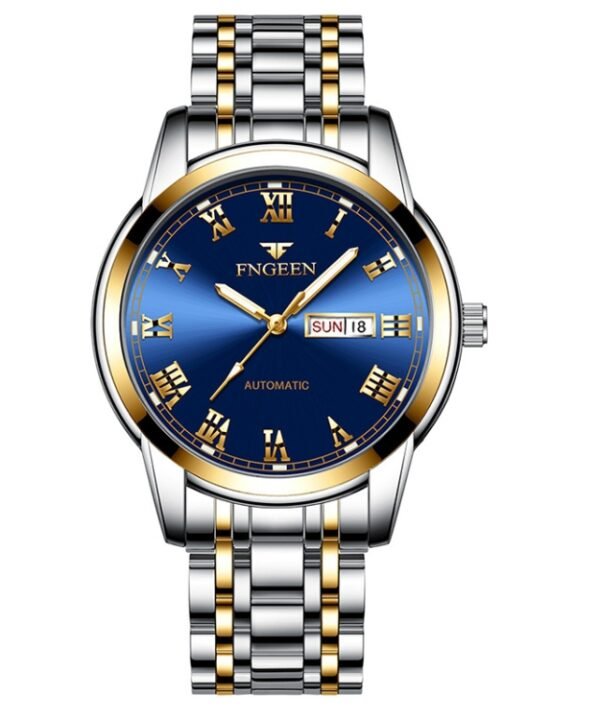 FNGEEN 4002 Men Roman Numeral Dial Sports Watch Student Luminous Quartz Watch, Between Gold Blue Surface, Between Gold Black Surface, Between Gold White Surface, White Steel Blue Surface, White Steel Black Surface, Brown Leather And Gold Blue Surface...