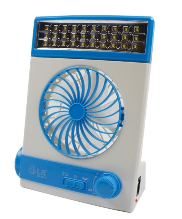 Four-In-One Solar Fan With Lamp Flashlight Function,CN Plug, Golden, Blue