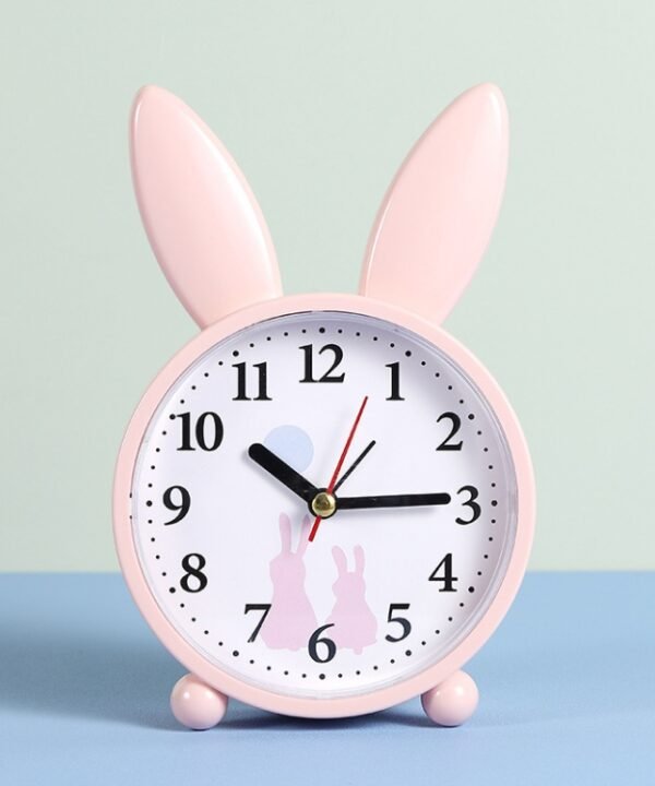 Simple Cartoon Rabbit Alarm Clock Ornaments Bedroom Decoration Bedside Mute Sweeping Small Alarm Clock, Color And Style Random Deilvery