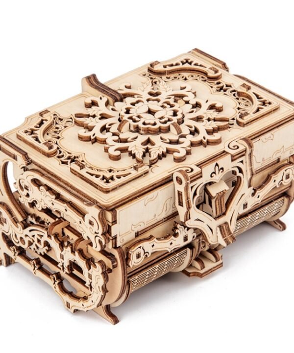 Wooden Machinery Antique Box DIY Gift Gear Rotating Model 3D Assembly Puzzle Educational Toy