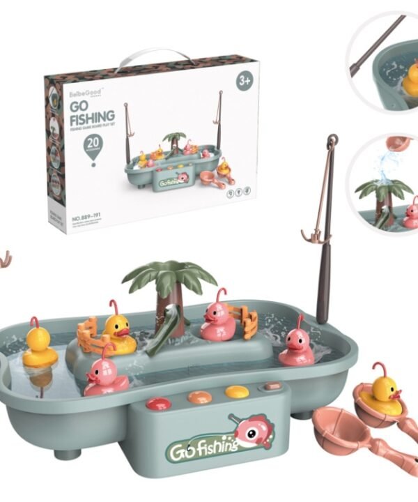 Play House Children Educational Electric Cycle Rotating Fishing Station Summer Water Game Toy Set, Green 6 Ducks, Pink 6 Ducks, Green 3 Fish 3 Ducks, Pink 3 Fish 3 Ducks