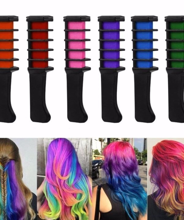 5 PCS Professional 6 Colors Mini Disposable Personal Salon Temporary Hair Dye Comb Crayons Hair Dyeing Tool, Purple, Orange, Pink, Red, Blue, Green
