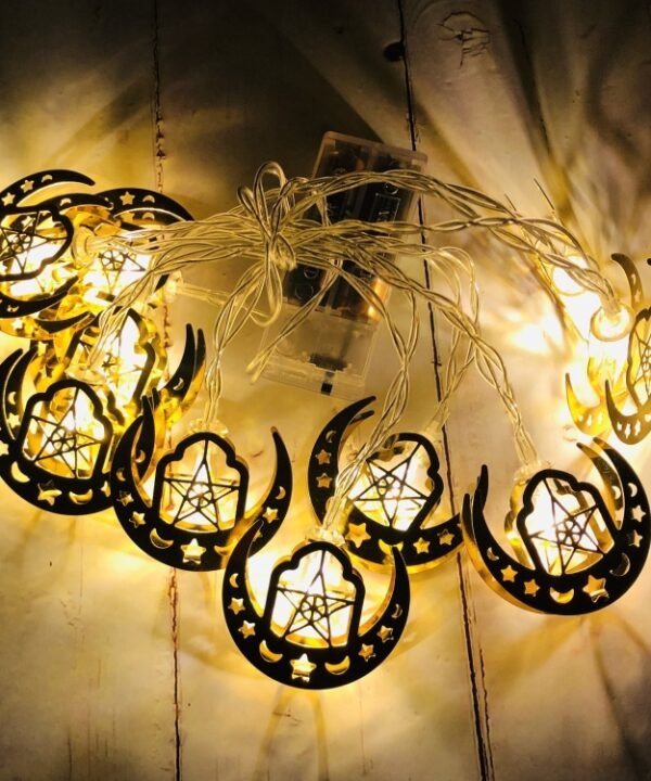 Eid Al-Fitr LED Star and Moon String Lights Ramadan Festival Decoration Lamp, 1.65m 10 LEDs, 3m 20 LEDs