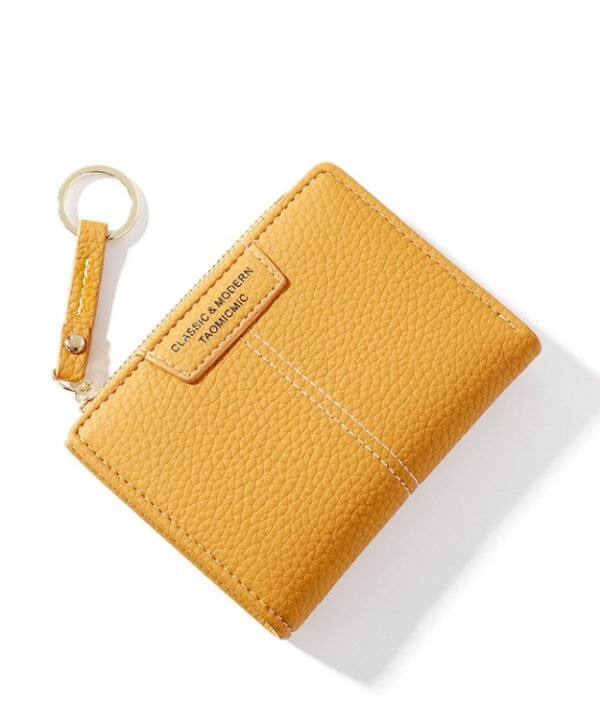 928666 Multi-Card Keychain Coin Purse Short Ladies Wallet, Yellow, Red, Blue, Brown, Black
