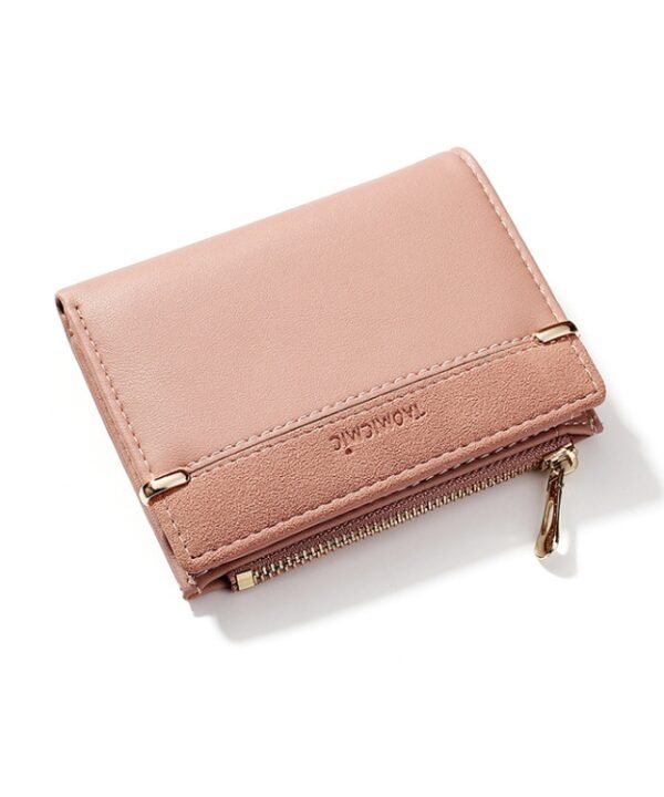 928010 Frosted All-Match Coin Purse Multi-Card Buckle Short Zipper Women Wallet, Gray, Pink, Blue, Milk Tea Color, Black