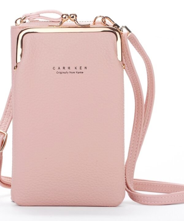 H2107 Ladies Mobile Phone Bag Shoulder Messenger Bag Pebbled Zipper Wallet, Yellow, Red, Green, Black, Pink, Light Blue, Shallow Purple, Gray