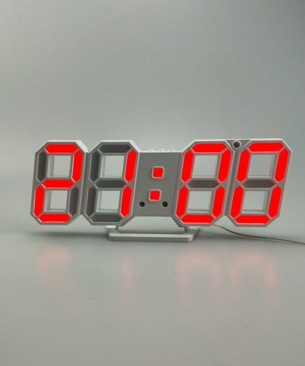 6609 3D Stereo LED Alarm Clock Living Room 3D Wall Clock, White, Red, Green, Blue, Orange, Pink, Black Frame White Light, Black Frame Blue Light, Black Frame Orange Light, Black Frame Pink Light, Black Frame Green Light, Black Frame Red Light