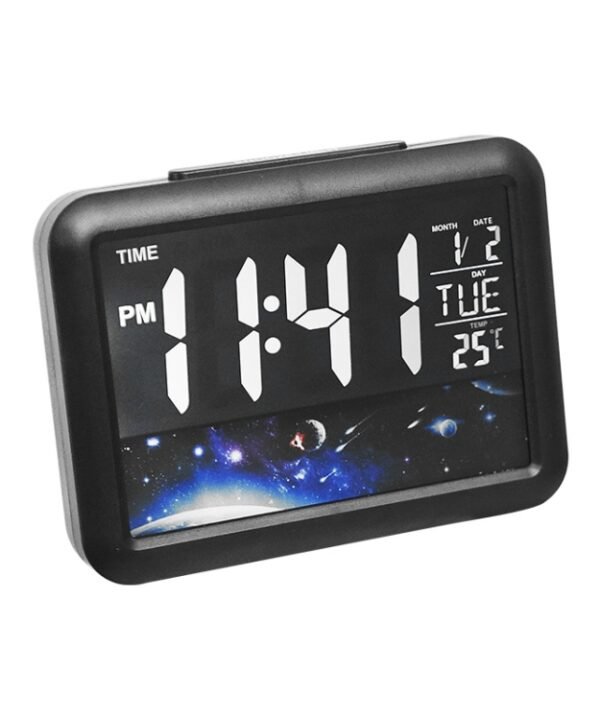 Color Screen Children Electronic Alarm Clock LCD Bedside Alarm Clock, Black Shell Universe, Black Shell Turtle, Black Whale, White Shell Prairie, White Shell Seaside