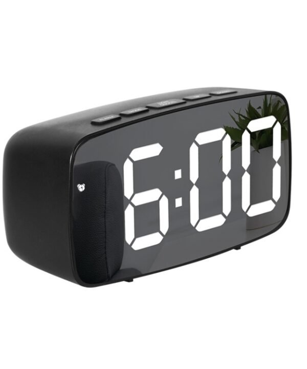 Mirror Bedside Alarm Clock Battery Plug-In Dual-Purpose LED Clock, Arc-shaped Black Shell (Mirror White Light), Rectangular Black Shell (Mirror White Light), Arc-shaped Black Shell (Black Surface White Light)...