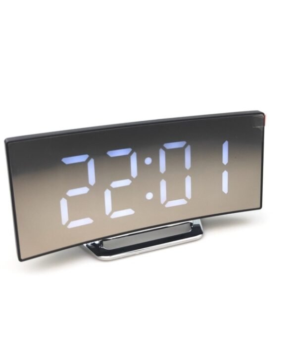 6507 Curved Big Screen Electronic Clock LED Mirror Mute Alarm Clock, White, Red, Green