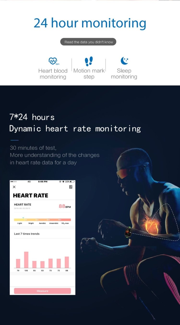 P68 Smart Watches Heart Rate Monitor Blood Pressure Activity Tracker for Xiaomi Band 3 Huawei Color Band 2, TBD056989501A, TBD056989501B, TBD056989501C, TBD056989501D, TBD056989501E, TBD056989501F, TBD056989501G - Image 14