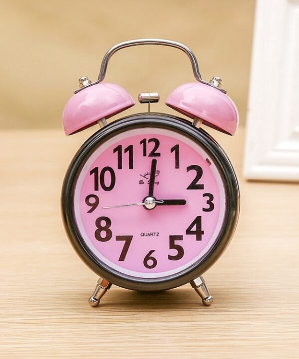 A32 Double Bell Alarm Clock Student Bedside Belt Alarm, Pink, Orange, Light Blue, Light Green