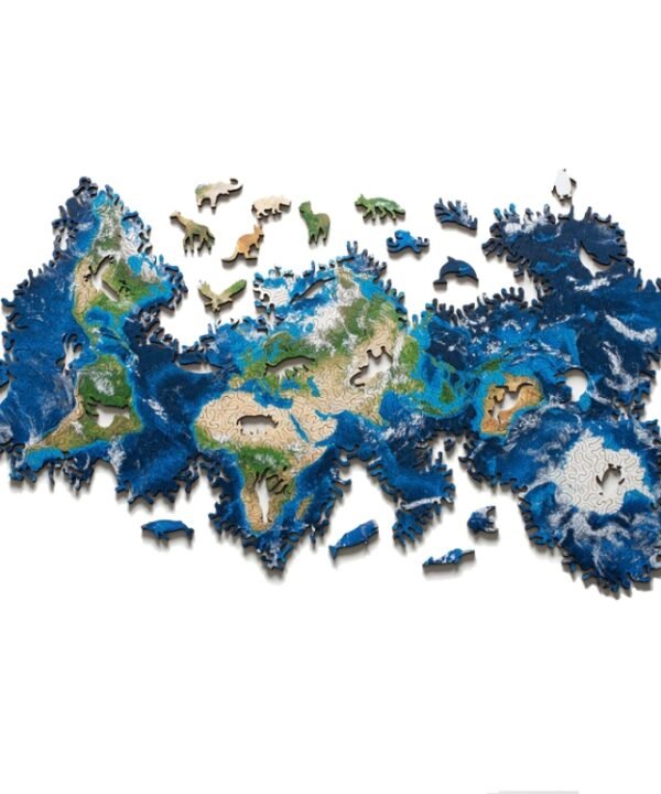 Wooden Irregular High Difficulty Puzzle Infinite Galaxy Mystery Puzzle Toy, Unlimited Earth, Unlimited Moon, Mars+Earth Double-sided