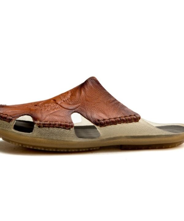 Summer Men Leather Slippers Casual Large Size Flat Beach Shoes, 38, 39, 40, 41, 42, 43, 44, 45, 46, 47, 48