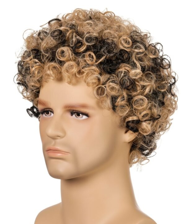 Men Wig Curls Hair Chemical Fiber Headgear