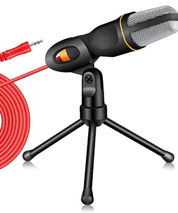 SF-666 Computer Voice Microphone With Adapter Cable Anchor Mobile Phone Video Wired Microphone With Bracketcket, White, Golden, Blue, Black