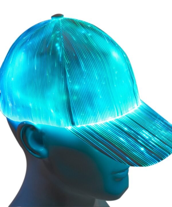 LED Fiber Optic Luminous Hat Couple Luminous Hat Outdoor Luminous Cap Performance Hat, White Colorful Light, Black Colorful Light