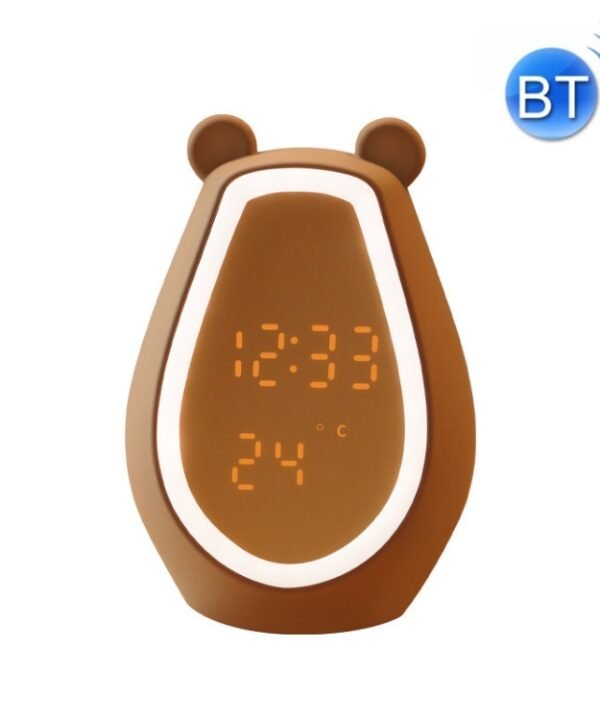 Bear Alarm Clock LED Digital Silent Bedside Lamp Bluetooth Speaker USB Charging Children Cartoon Night Light, Bluetooth Version, Bluetooth+Small Program Version